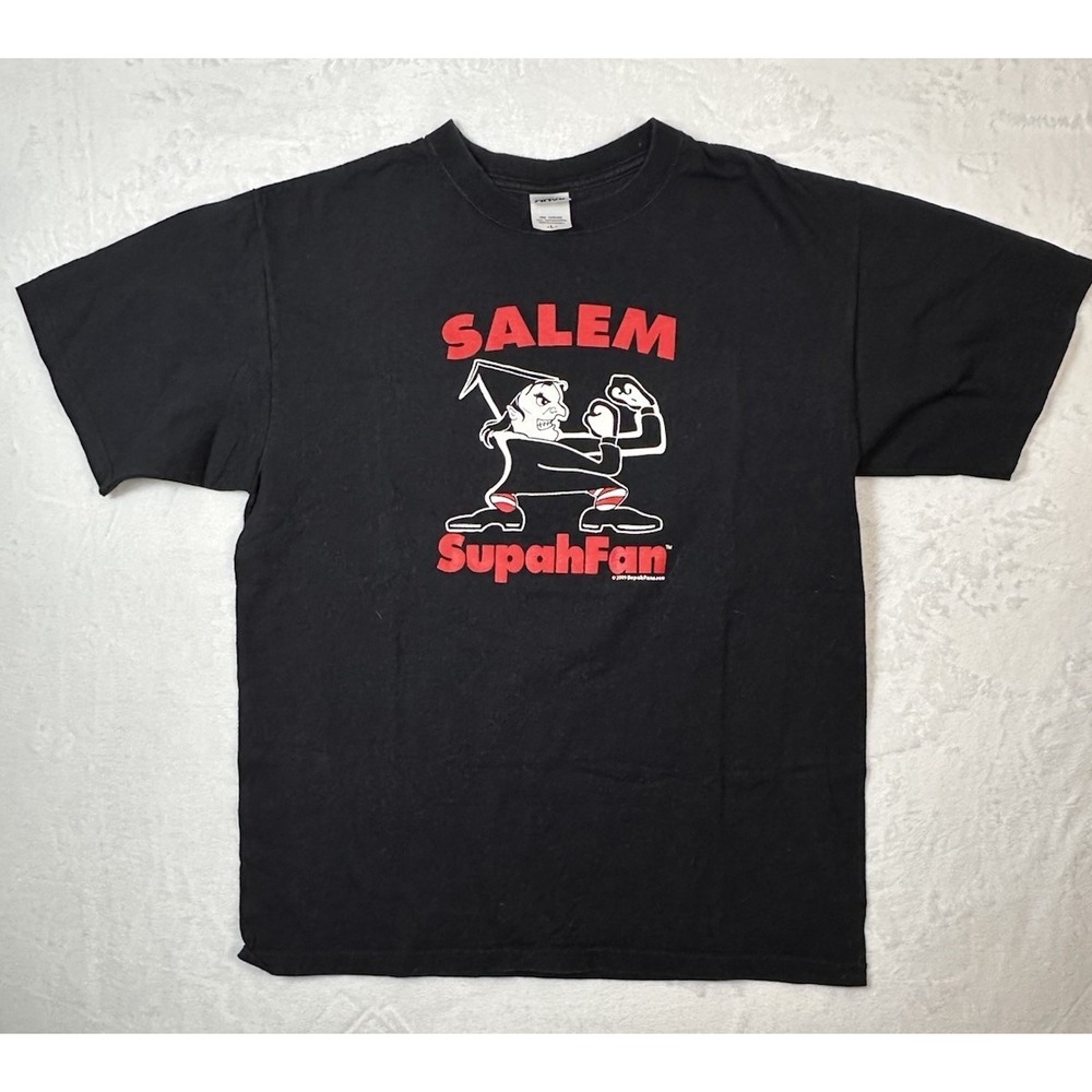 Supah Fan New England Salem Notre‎ Dame Witch T-Shirt Large Black Rare Vintage